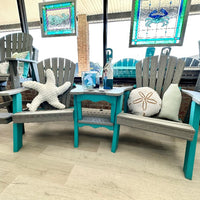 Driftwood Gray on Aruba Blue Poly Outdoor Furniture Settee - Sunshine & Sweet Pea's Coastal Decor