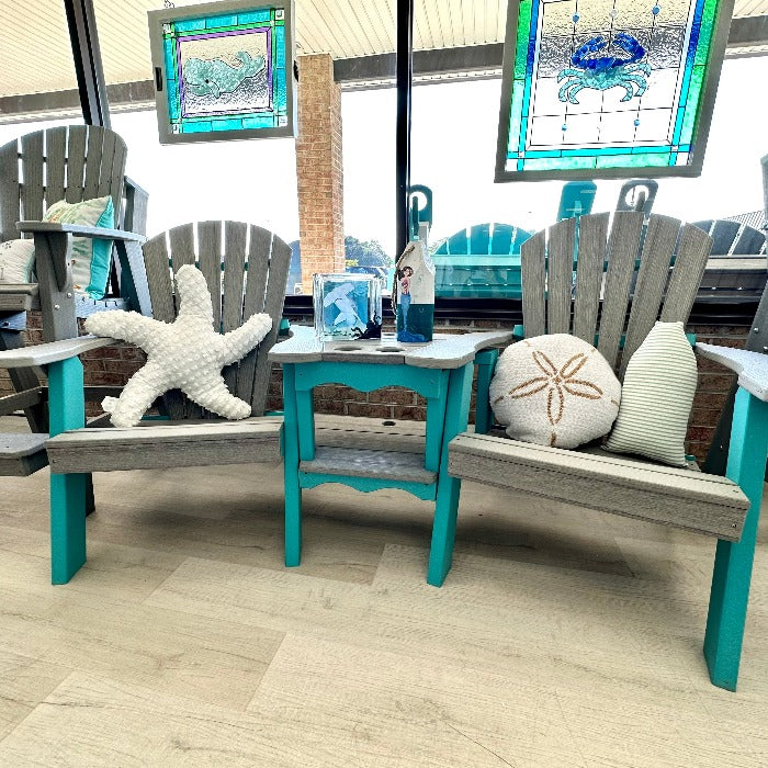 Driftwood Gray on Aruba Blue Poly Outdoor Furniture Settee - Sunshine & Sweet Pea's Coastal Decor