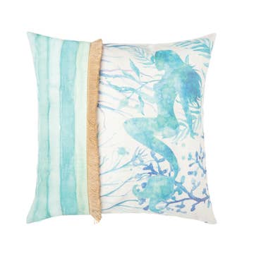 Mermaid Fringed Pillow Sunshine & Sweet Peas Coastal Decor