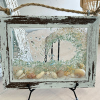 Assorted Coastal Glass Art w/ Shells, Glass, Resin, Sand- 5"x 7"