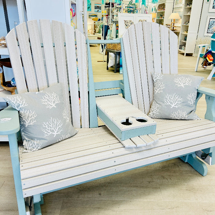 Poly Outdoor Furniture Fan Back Console Glider Sunshine & Sweet Peas Coastal Decor