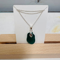 Sea Glass Drop Necklace- Large Chunk w/ Bail