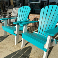 Aruba Blue On White Poly Outdoor Furniture Folding Adirondack Chairs
