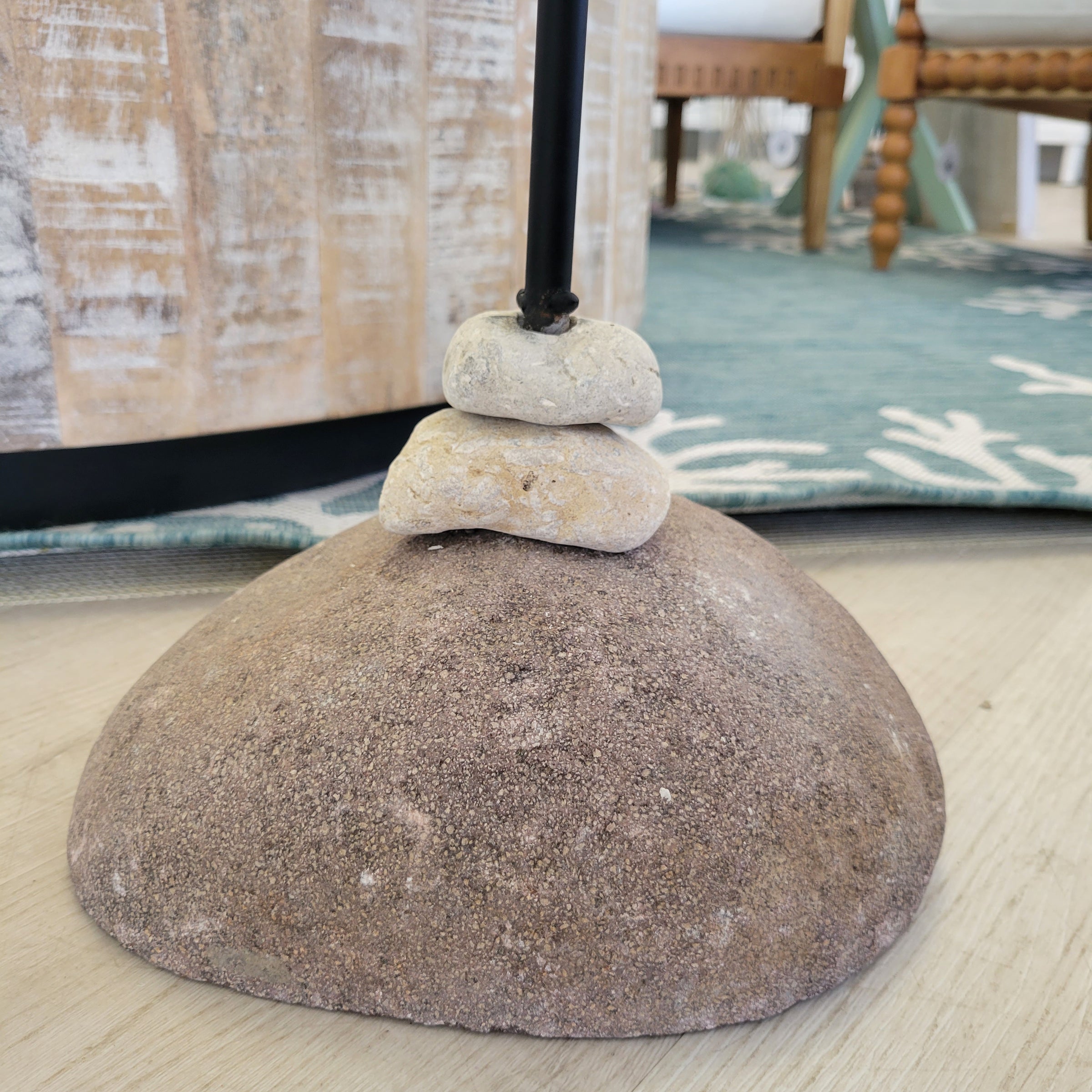 Glass, Driftwood, & Stone Heart Garden Stand
