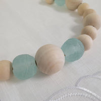 Sea Glass & Wood Garland Sunshine & Sweet Peas Coastal Decor