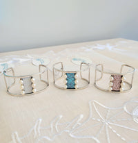 Leathered Salmon Skin w/Freshwater Pearls Sterling Silver Cuff Bracelet