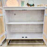 Biscayne White 4-Door Cane Cabinet