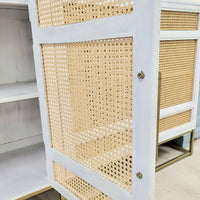Biscayne White 4-Door Cane Cabinet