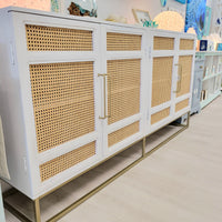 Biscayne White 4-Door Cane Cabinet