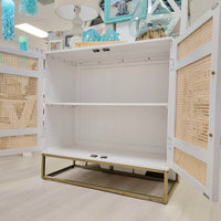 Biscayne White 2-Door Cane Cabinet