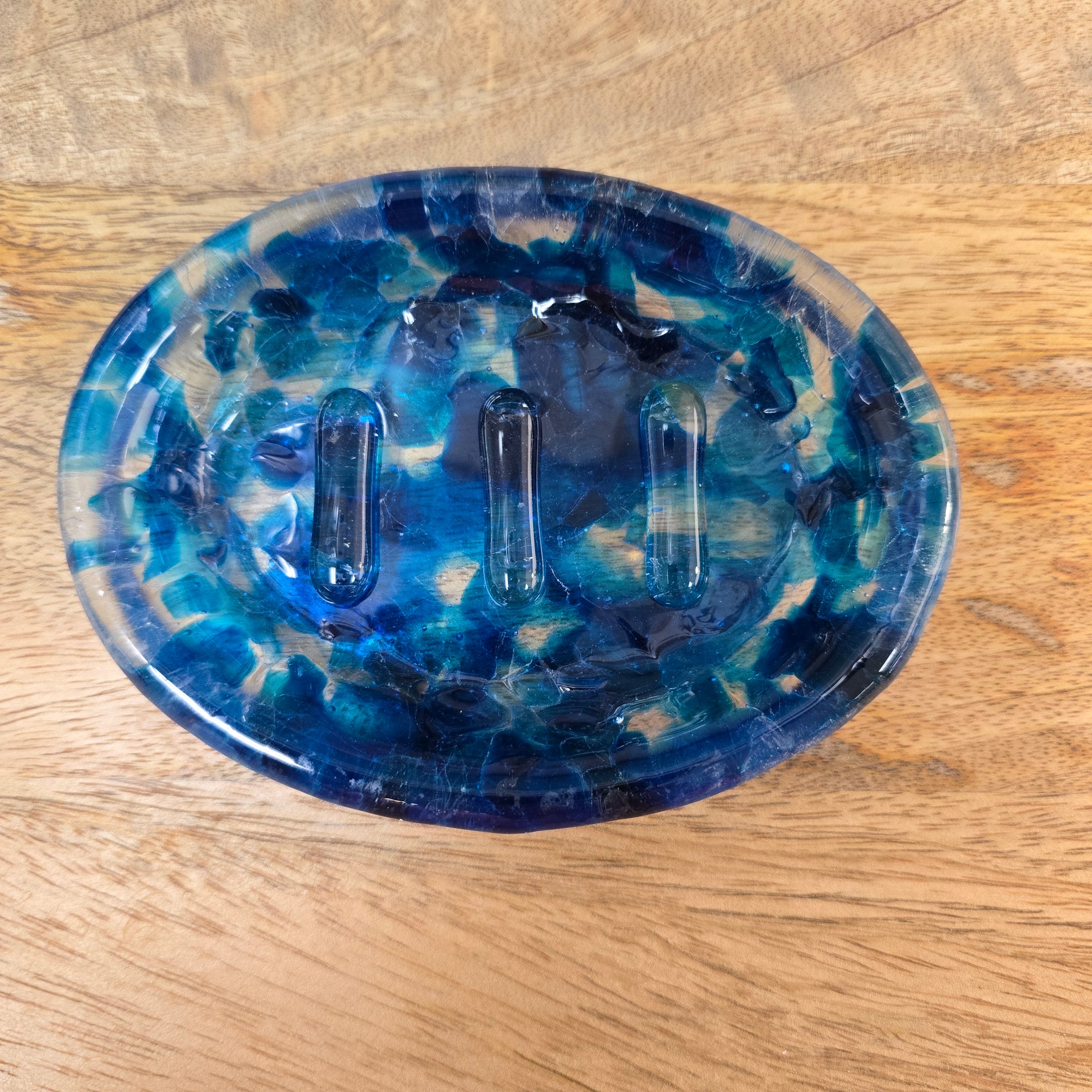 Handmade Glass Soap Dish Sunshine & Sweet Peas Coastal Decor