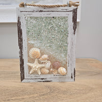 Assorted Coastal Glass Art w/ Shells, Glass, Resin, Sand- 5"x 7"