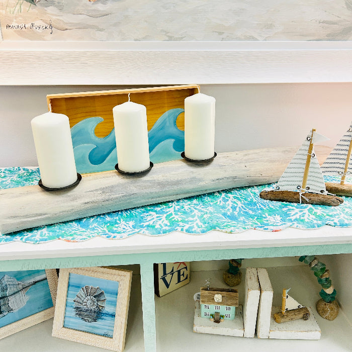 Large Driftwood Centerpiece w/ 3 Pillar Candles