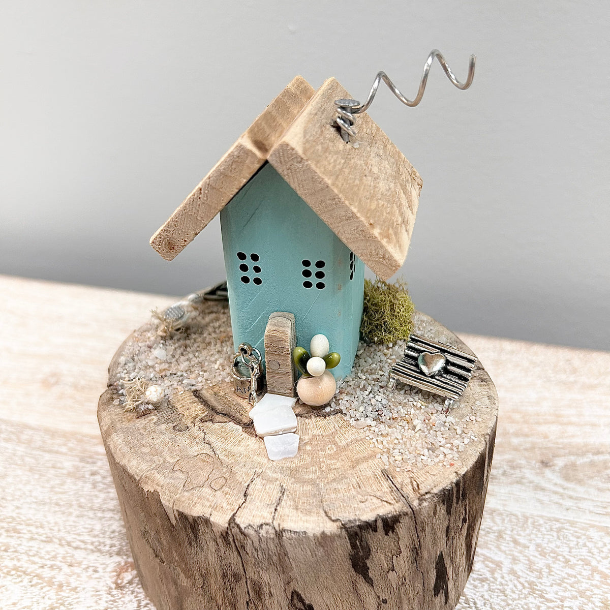 Teal Driftwood Cottage w/ Bench and Boat