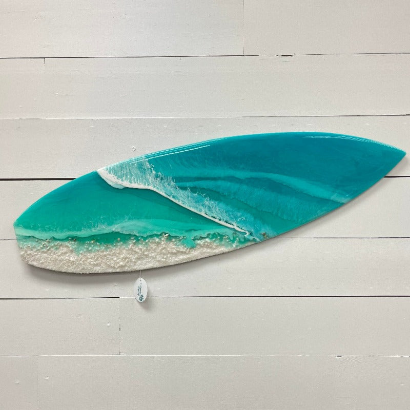 Beach Inspired Teal Resin 36" Surfboard - Sunshine & Sweet Pea's Coastal Decor