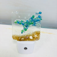 Acrylic Night Lights w/ Coastal Designs in Glass, Sand, Shells Resin