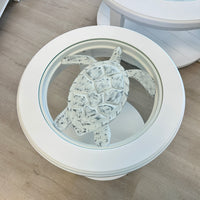 Coastal Round Tables w/ 3D Accents and Glass Tops