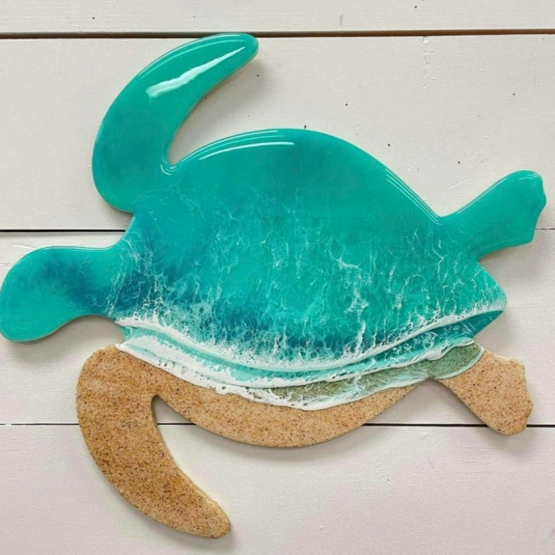 Teal Custom Sea Turtle Resin Commission - Sunshine & Sweet Pea's Coastal Decor