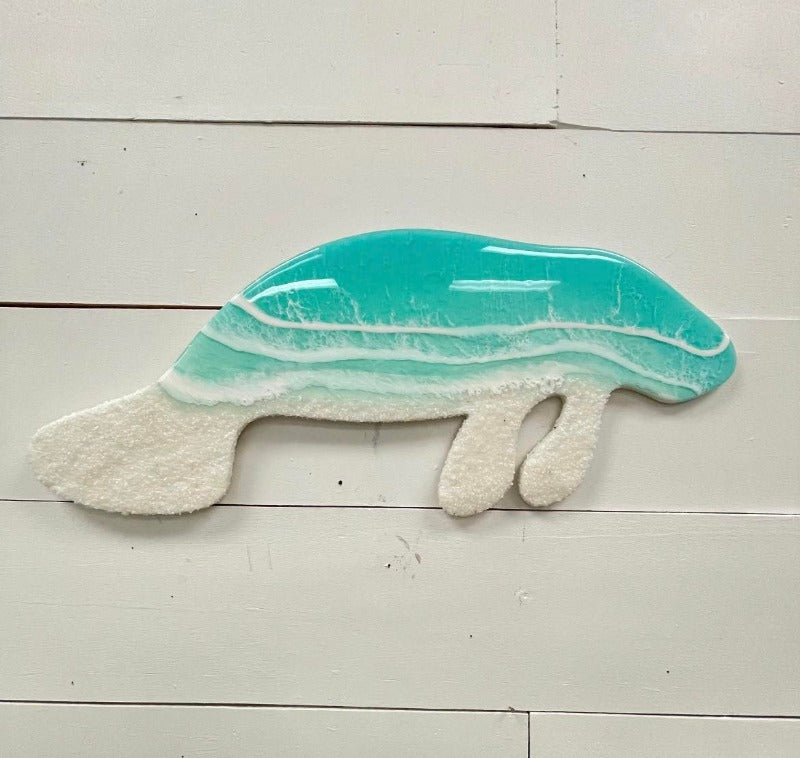 Emerald Custom Manatee Resin Commission - Sunshine & Sweet Pea's Coastal Decor