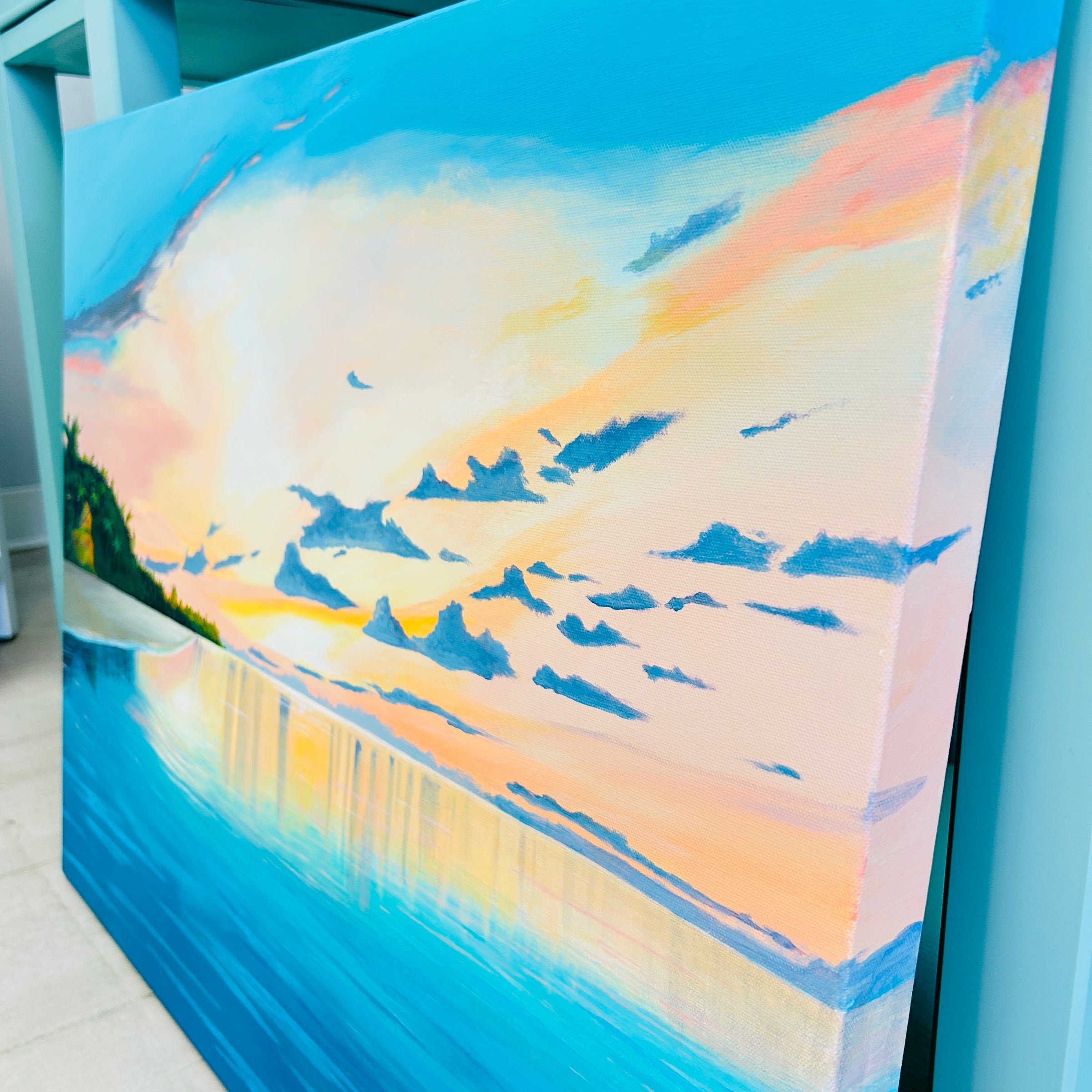 Original Tropical Shore Oasis Painting