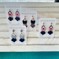 2 Piece Bathing Suit Dangle Polymer Clay Earrings Sunshine & Sweet Peas Coastal Decor