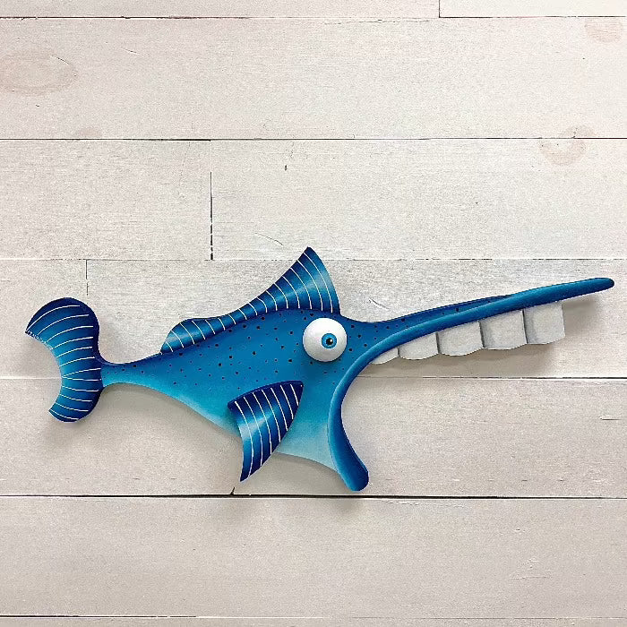 "New Yearzblu" Wooden Funky Fish Sunshine & Sweet peas coastal decor