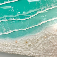 Large Statement Beach Inspired Resin Art Sunshine & Sweet Peas Coastal Decor