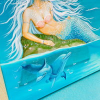 Original Mermaid Painting w/ Dolphins
