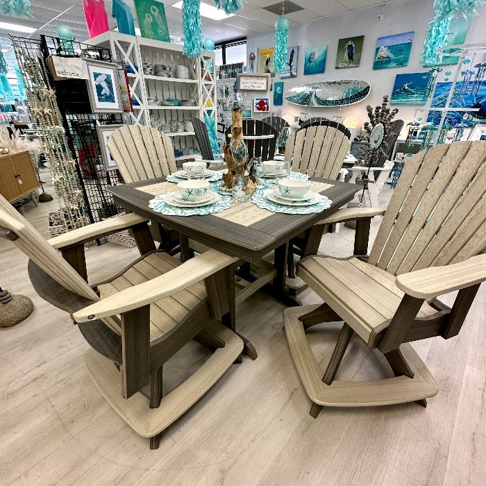 Birch on Coastal Gray Poly Outdoor Furniture Cafe Height Table Set - Sunshine & Sweet Pea's Coastal Decor