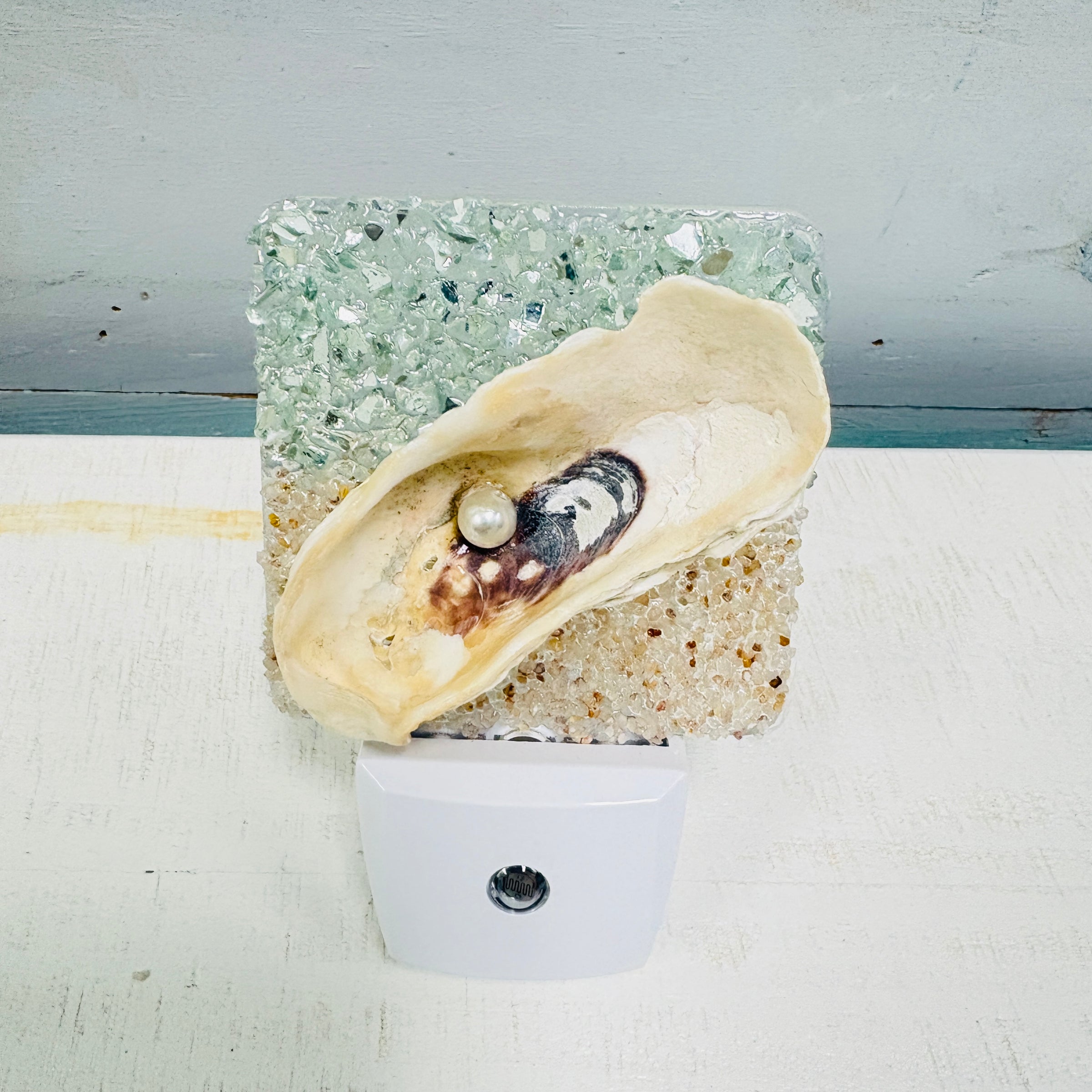 Acrylic Night Lights w/ Coastal Designs in Glass, Sand, Shells Resin