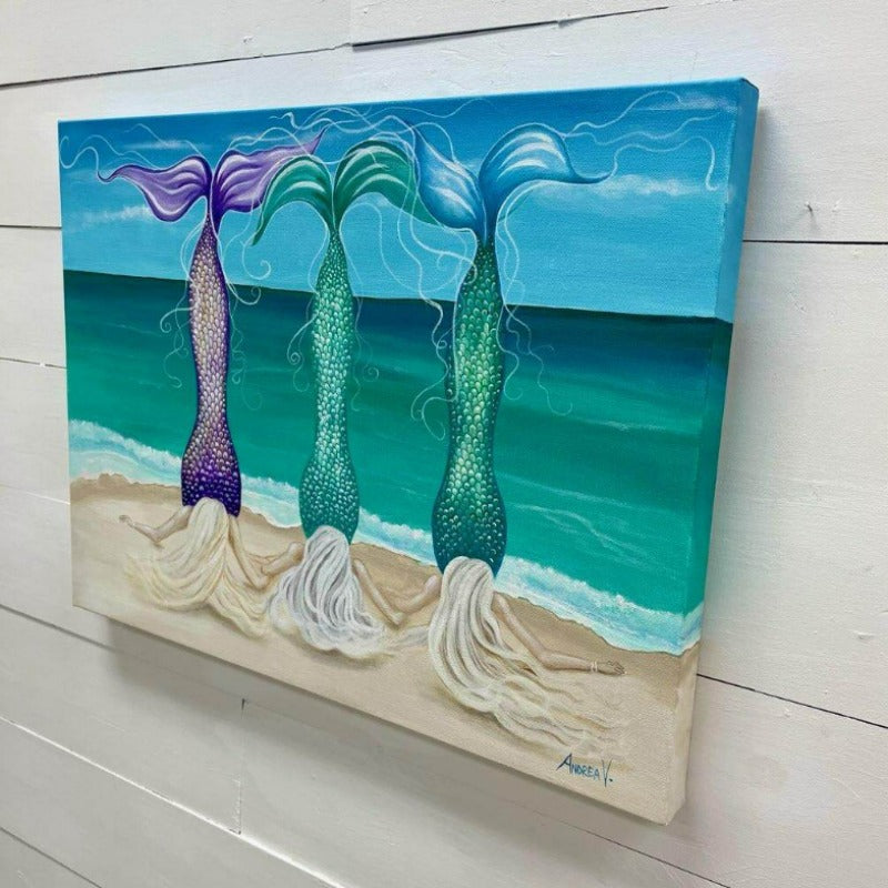 Mermaid Friends Seascape Commission - Sunshine & Sweet Pea's Coastal Decor