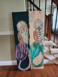 Custom Mermaid on Wood with Matte Finish & Embellishments Commission - Sunshine & Sweet Pea's Coastal Decor