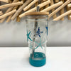 Assorted Coastal Inspired Mason Jars w/Wooden Lids & Straws