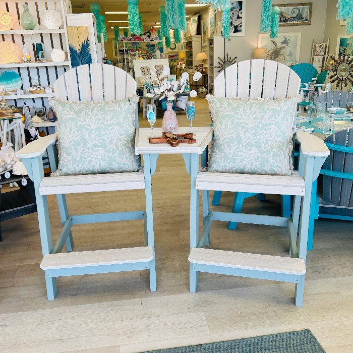 Seashell & Sage Poly Outdoor Furniture Pub Set Sunshine & Sweet Peas Coastal Decor