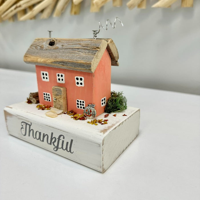Assorted "Thankful" Driftwood Houses Coral - Sunshine & Sweet Pea's Coastal Decor