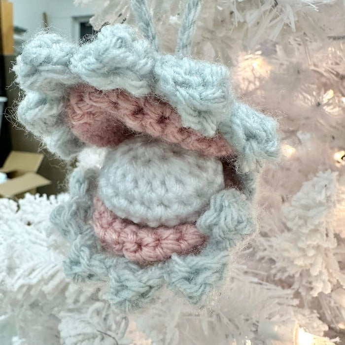Crocheted Clam Christmas Ornament - Sunshine & Sweet Pea's Coastal Decor