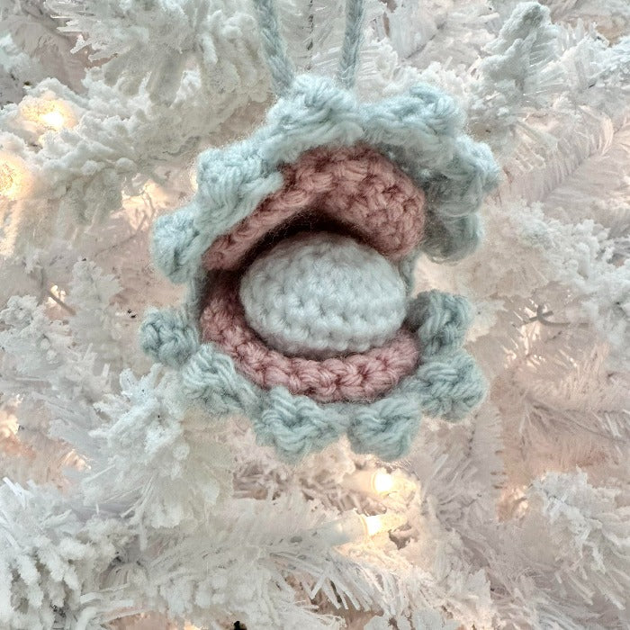 Crocheted Clam Christmas Ornament - Sunshine & Sweet Pea's Coastal Decor