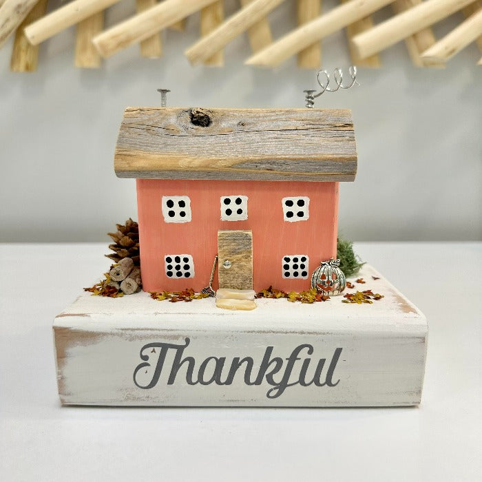 Assorted "Thankful" Driftwood Houses Coral - Sunshine & Sweet Pea's Coastal Decor