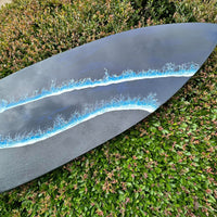 Nighttime/Pacific Ocean Resin Beach Inspired 48" Wooden Surfboard - Sunshine & Sweet Pea's Coastal Decor