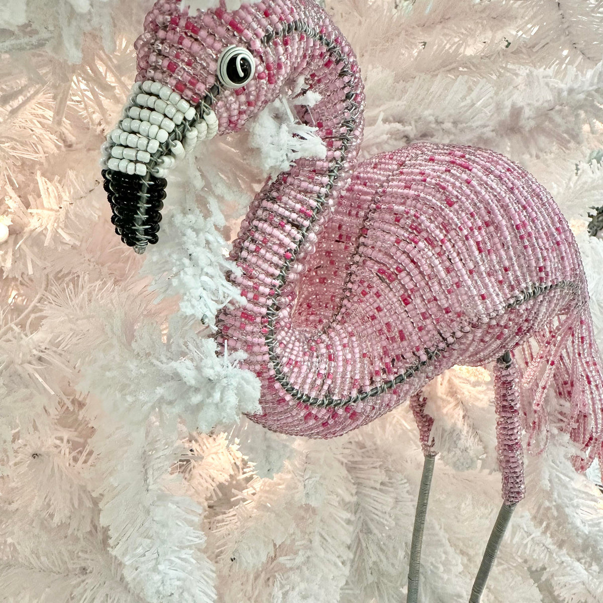 Beaded Flamingo Christmas Ornament