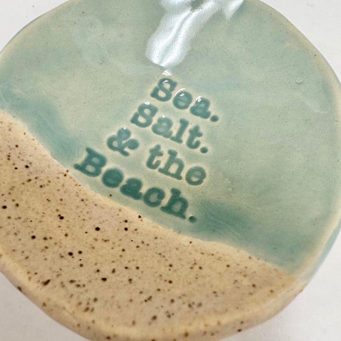 Sea. Salt. & the Beach. Clay Stamped Pottery Ring Dish Sunshine & Sweet Peas Coastal  Decor