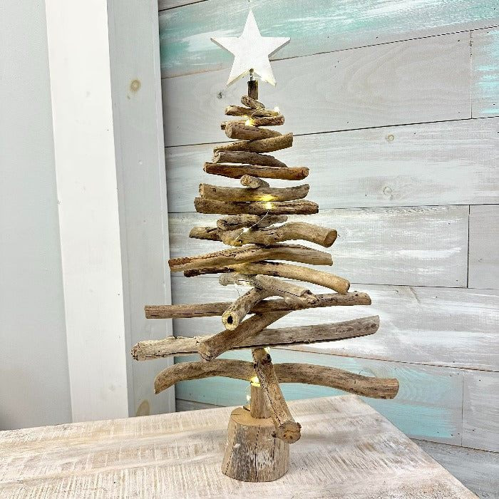 Driftwood Christmas Tree w/Lights - Sunshine & Sweet Pea's Coastal Decor