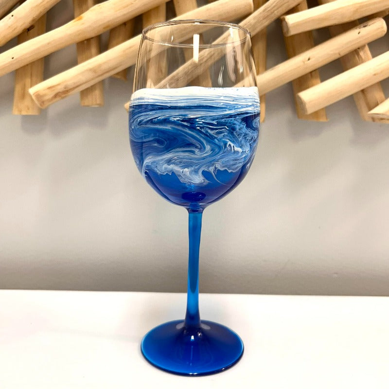 Beach Inspired  Dark Blue Resin Wine Glass - Sunshine & Sweet Pea's Coastal Decor
