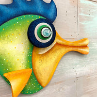 "Huey Lipz" Wooden Funky Fish - Sunshine & Sweet Pea's Coastal Decor