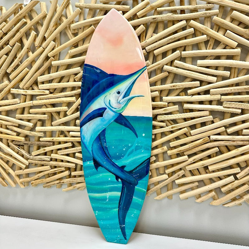 Marlin Surfboard with Resin Overlay - Sunshine & Sweet Pea's Coastal Decor