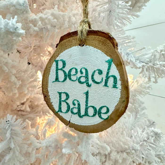 Wooden Coastal Inspired Christmas Ornaments Beach Babe - Sunshine & Sweet Pea's Coastal Decor