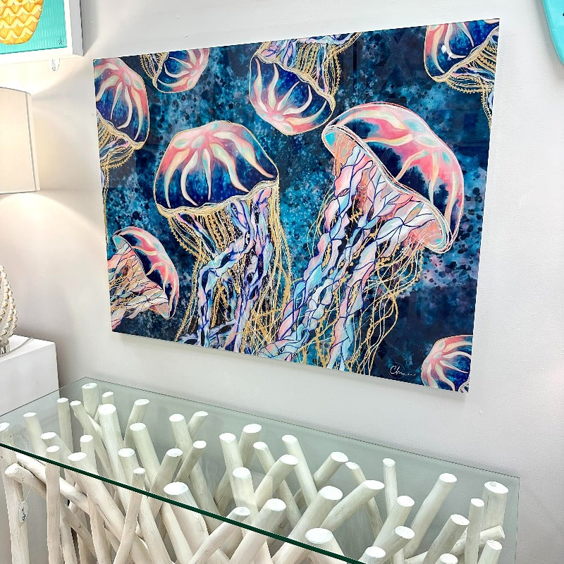 Jellyfish Digital Art Print On Acrylic - Sunshine & Sweet Pea's Coastal Decor