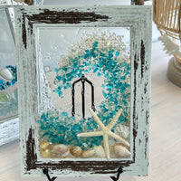 Assorted Coastal Glass Art w/ Shells, Glass, Resin, Sand- 5"x 7"