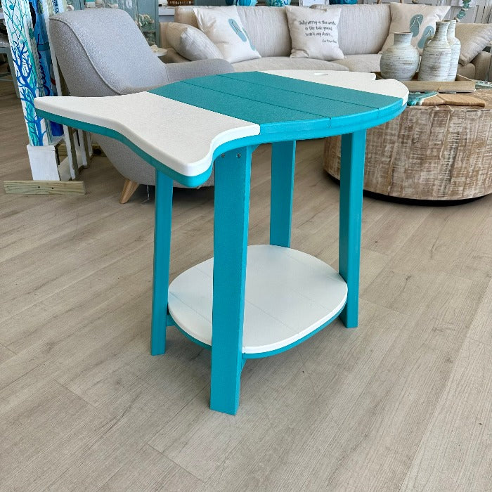 Aruba Blue on White Poly Outdoor Furniture Counter Height Fish Table - Sunshine & Sweet Pea's Coastal Decor