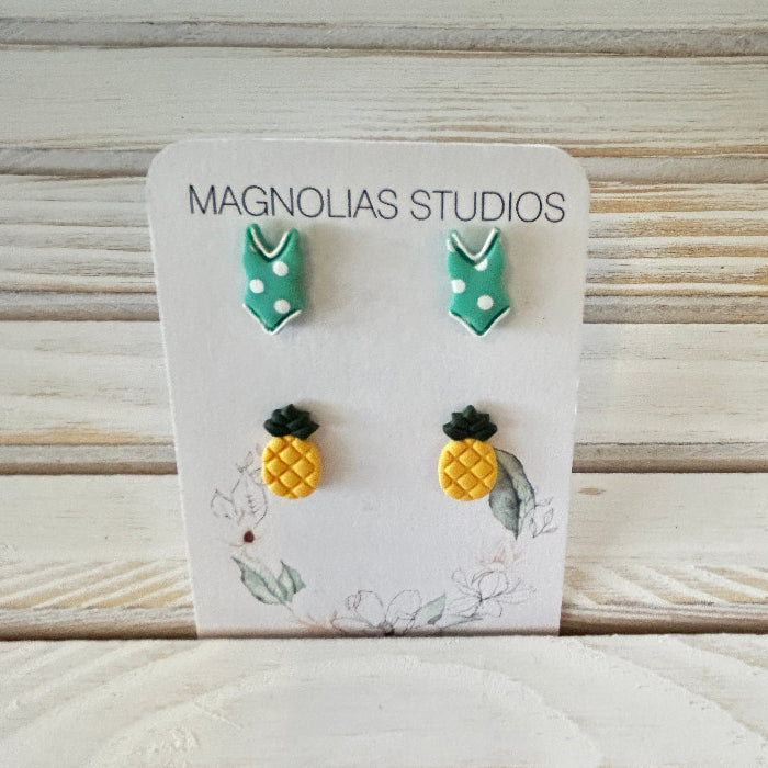 Bathing Suit Stud Polymer Clay Earrings